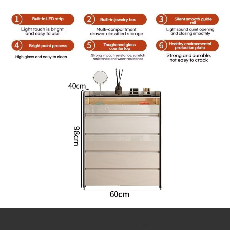 Light Luxury Chest of Drawers, Bedroom Dressing Table, Cosmetic Bed Storage Cabinet, Tail Cabinet