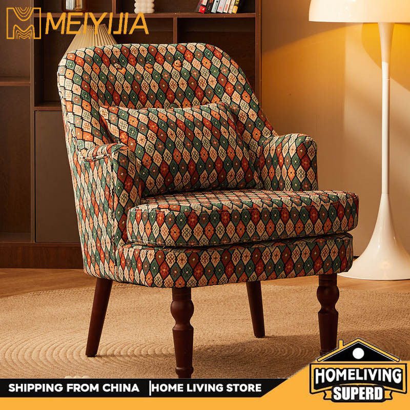 Single Nordic Living Room Balcony Bedroom Lazy Leisure Corduroy Chair Small Sofa with Footrest