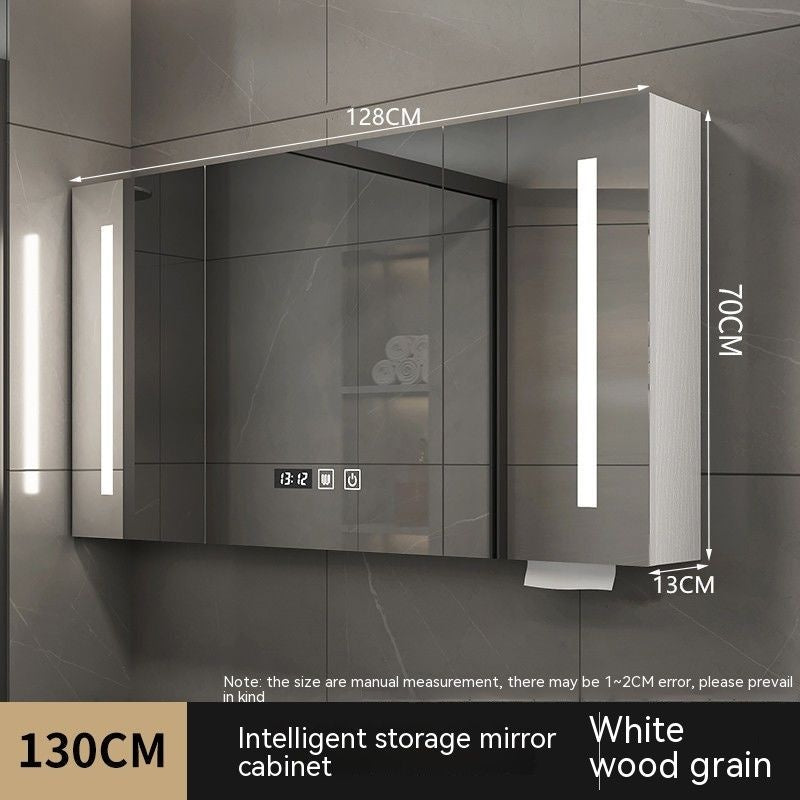 QW- Smart Solid Wood Wall Mounted Bathroom Mirror Storage Cabinet