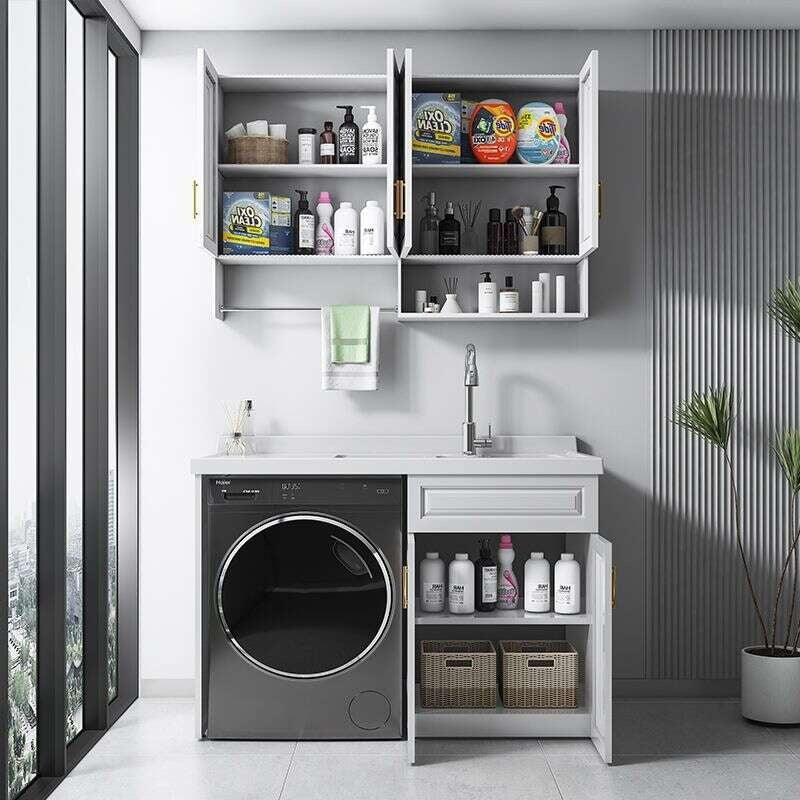 QW- Stainless Steel Storage Cabinet Bathroom Sink Washing Machine Counter
