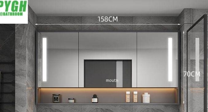 QW- Smart Solid Wood Wall Mounted Bathroom Mirror Storage Cabinet