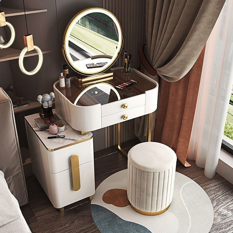 Modern Simple Dressing Table Bedside Storage Cabinet Bedroom Makeup Multifunctional Mirror Chair
