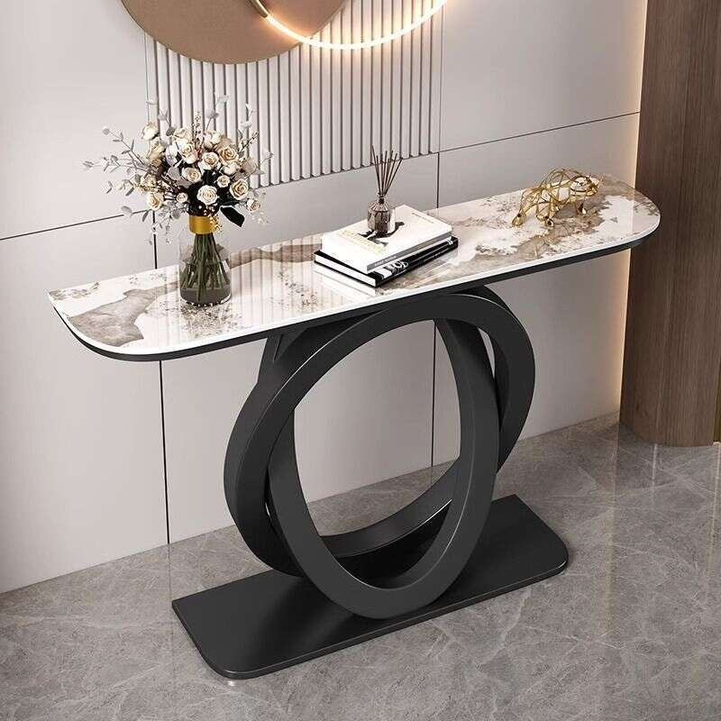 Light luxury tea Italian style room divider semi-circular modern, minimalist, wall-mounted, stone console table, end table