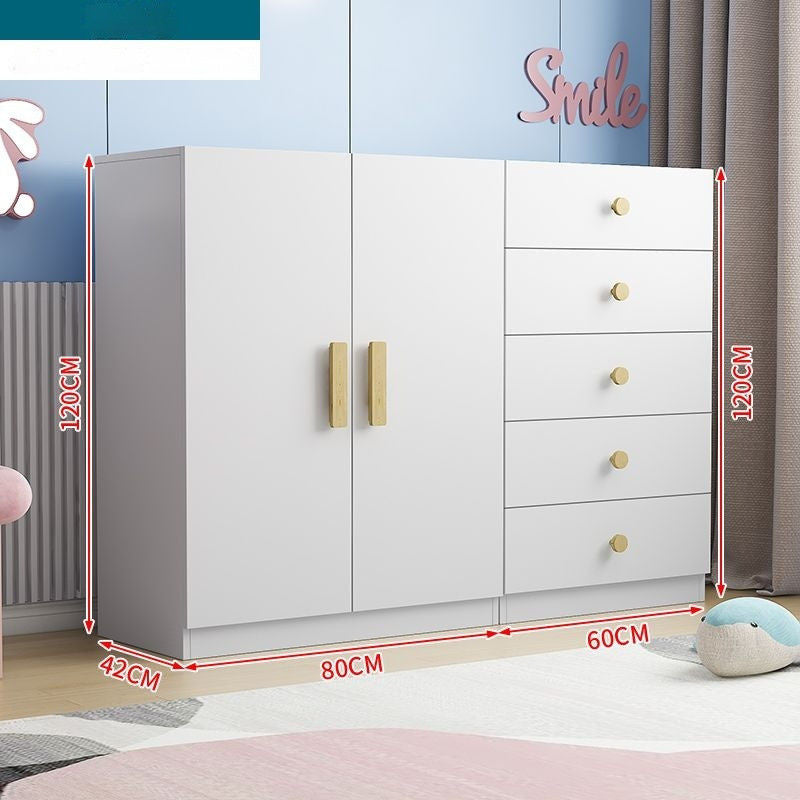 Solid Wood Home Bedroom Modern Baby Children Simple Storage Cabinet with Drawers Wardrobe