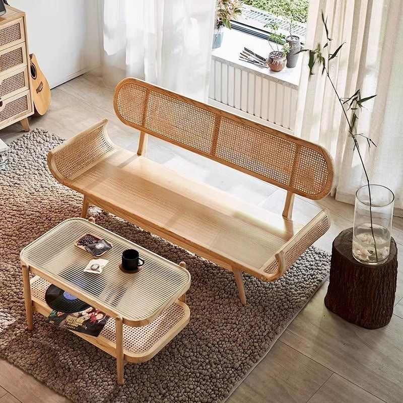 French Solid Wood Knitted Sofa Lazy Living Room Rattan Creative Small Indoor Leisure Chair