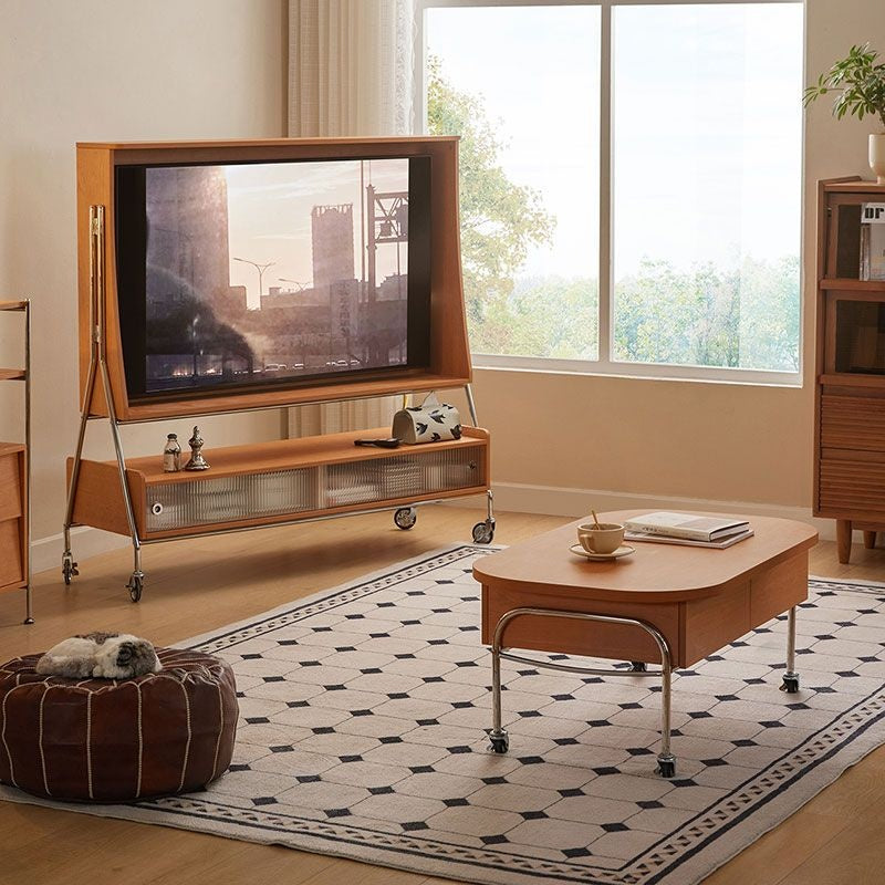 ห้องครัวอเมริกันออกแบบวินเทจความรู้สึกทีวีตู้เก็บห้องนั่งเล่นภายในบ้านรอยขนาดเล็กได้