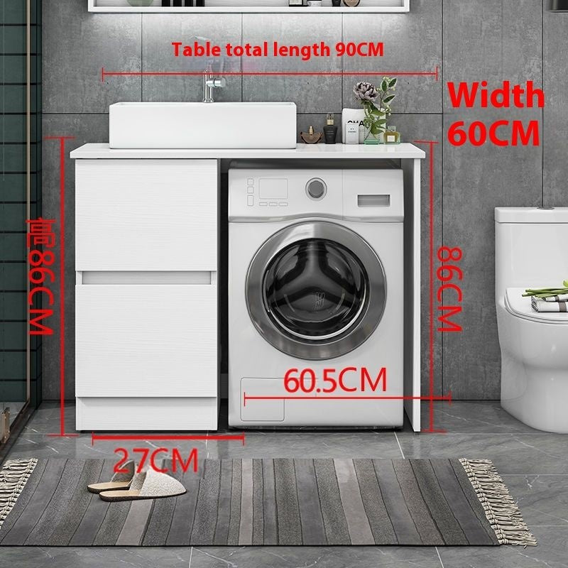 QW- Real Wood Storage Cabinet Bathroom Sink Set Washing Machine Table
