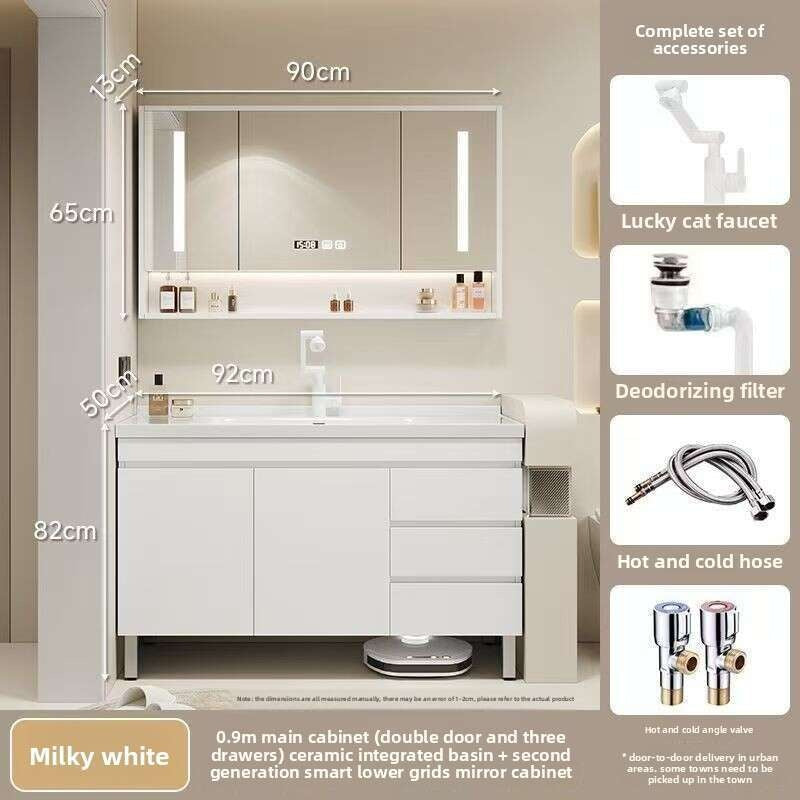 QW- Real Wood Storage Smart Mirror Cabinet Sink Set in the Bathroom