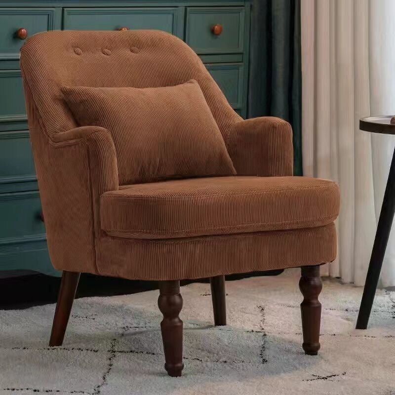 Single Nordic Living Room Balcony Bedroom Lazy Leisure Corduroy Chair Small Sofa with Footrest