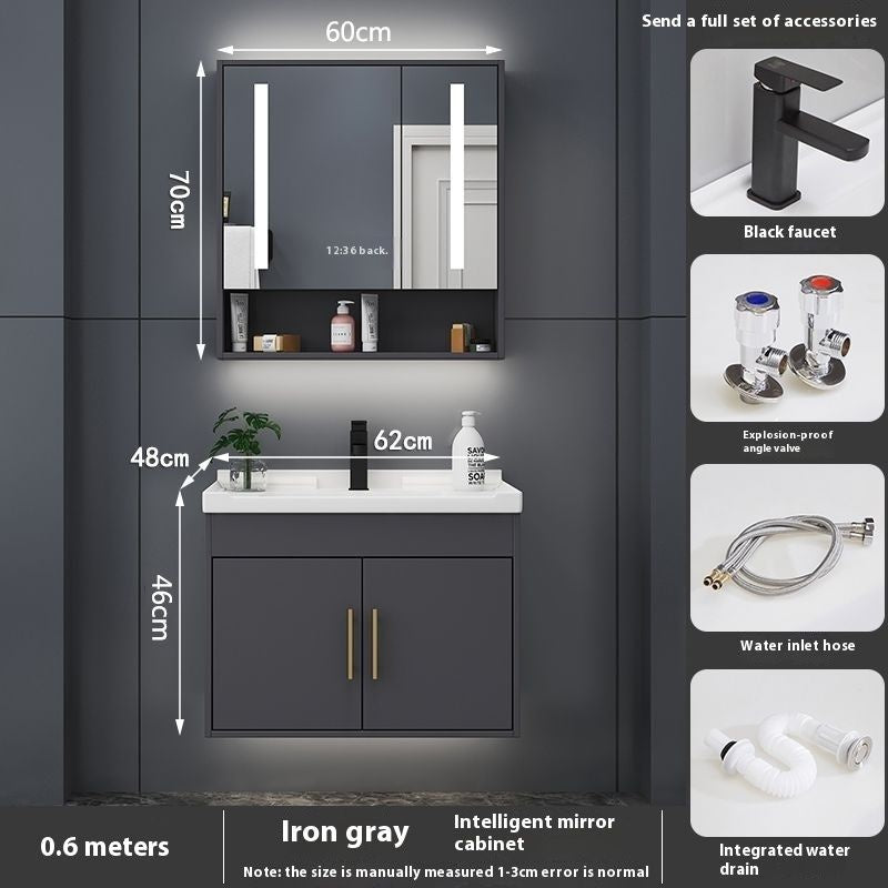 QW- Bathroom Smart Cabinet Modern Simple Ceramic Integrated Basin Washbasin Washstand Set