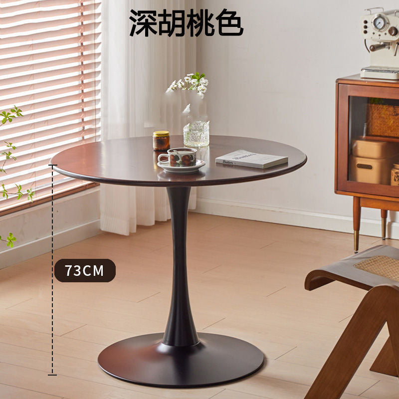 วอลนัทสีกลมและแผ่นกลมขนาดเล็กสำหรับบ้านอพาร์ทเมนท์ขนาดเล็กระเบียงกาแฟโต๊ะต่อต้านต่อต้านโบราณ 