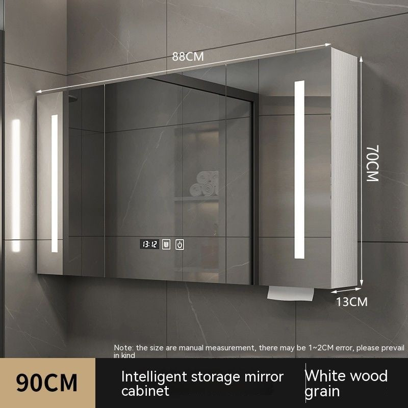 QW- Smart Solid Wood Wall Mounted Bathroom Mirror Storage Cabinet