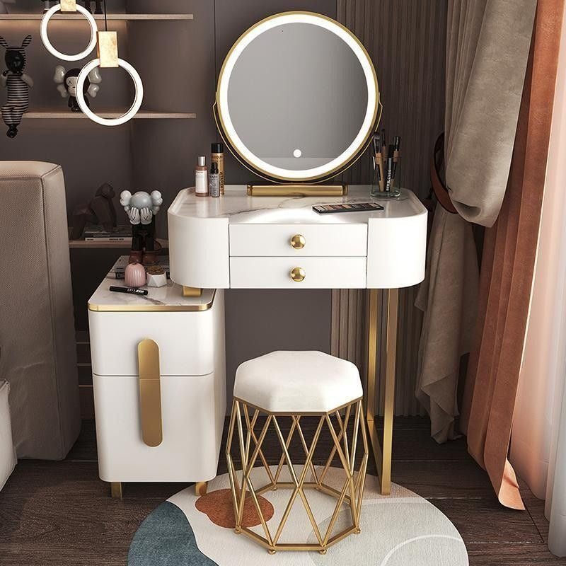 Modern Simple Dressing Table Bedside Storage Cabinet Bedroom Makeup Multifunctional Mirror Chair