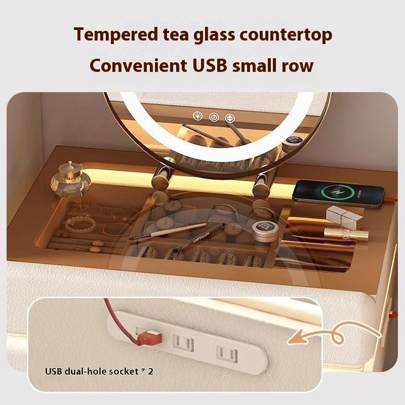 Multifunctional Mini Small Bedroom Modern Simple Dressing Table New Style Safety Glass