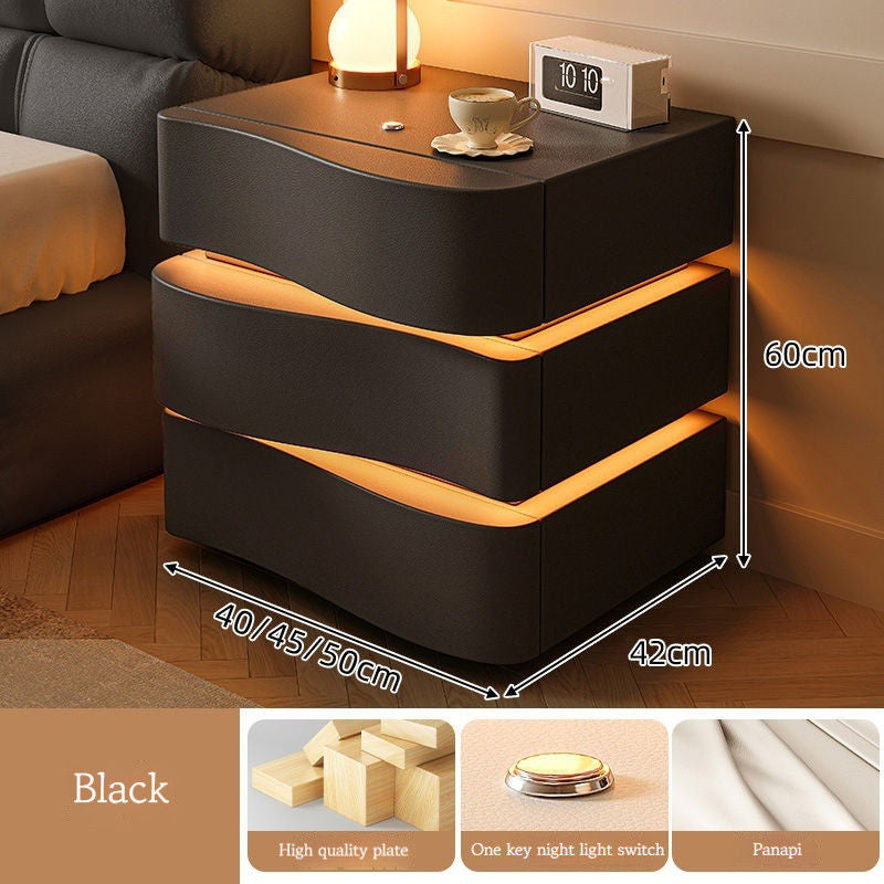 Modern and simple bedside table plus three shelves with multi-purpose light, wind cream.