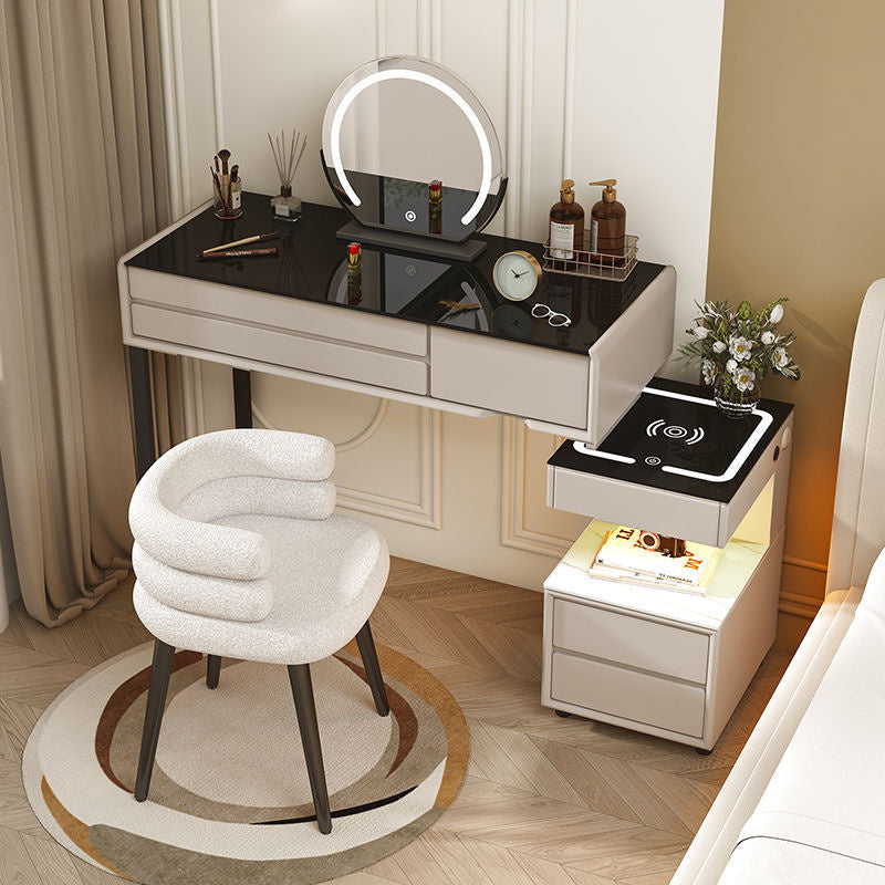 สมาร์ทเพิ่มเติมโต๊ะเครื่องแป้งไร้สายชาร์จห้องนอนแต่งหน้าตู้เพียงหนึ่งเดียวที่เรียบง่าย
