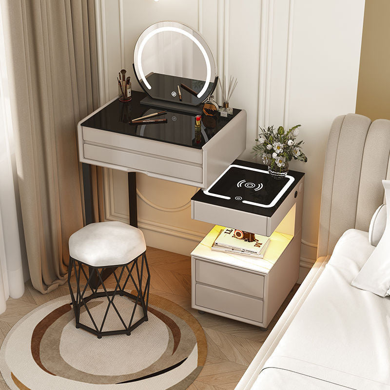 สมาร์ทเพิ่มเติมโต๊ะเครื่องแป้งไร้สายชาร์จห้องนอนแต่งหน้าตู้เพียงหนึ่งเดียวที่เรียบง่าย