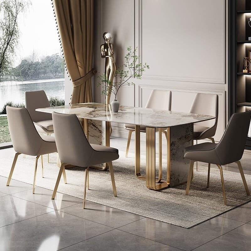 Premium Granite Dining Table with Stainless Steel Legs Elegant design, can be specially ordered according to desired size and color.