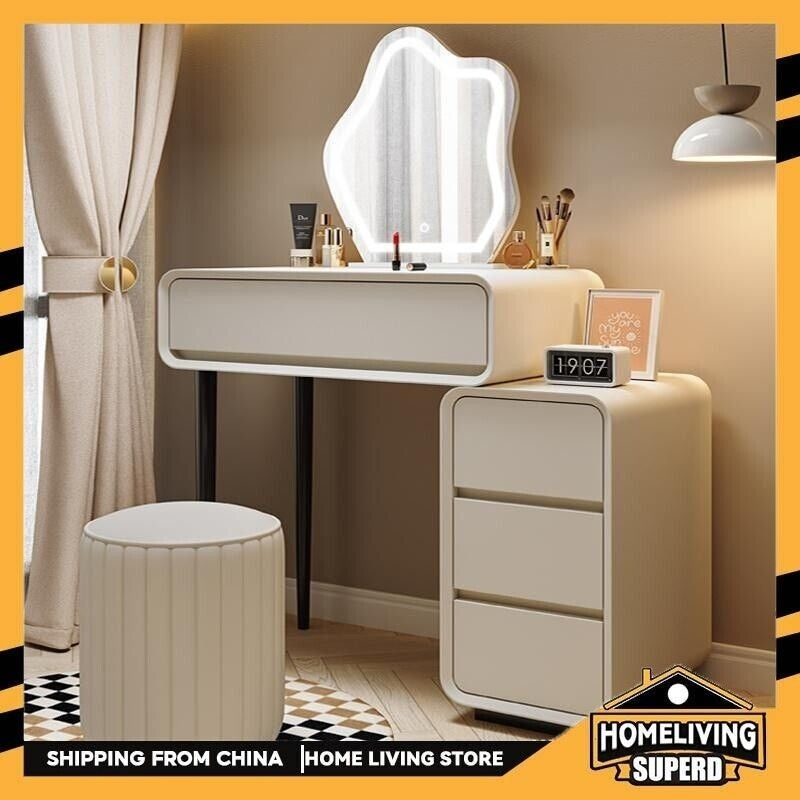 Cream Wind Solid Wood Large Bedroom Modern Simple Foldable Chest of Drawers One Dressing Table