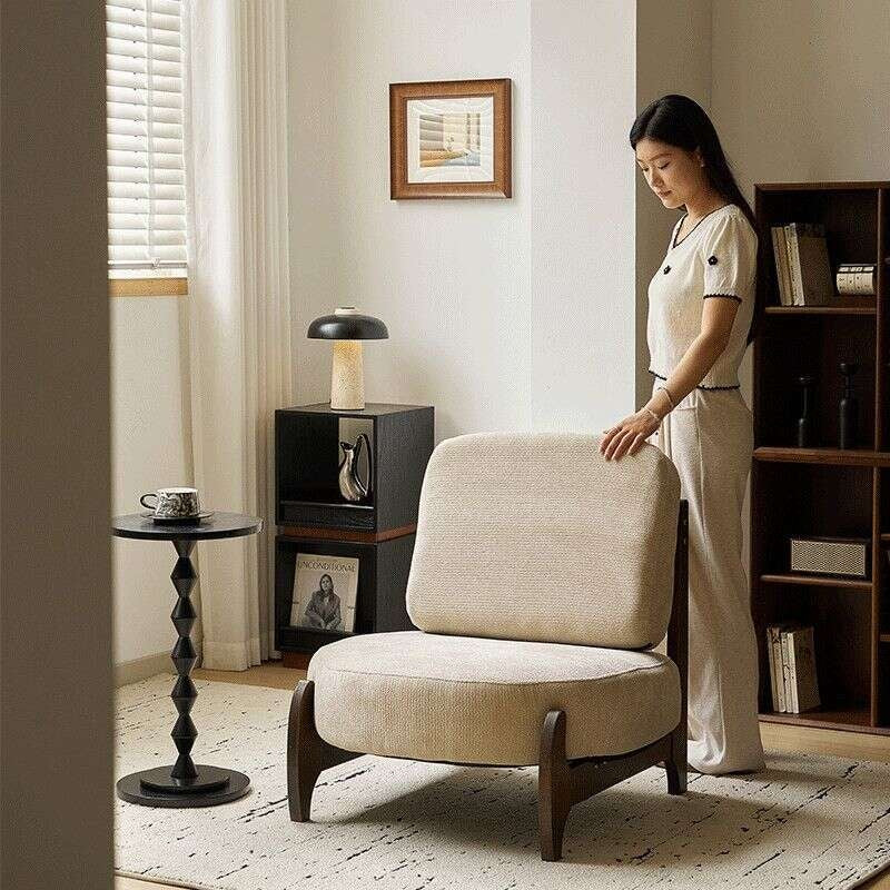 Small home, balcony, living room, light luxury, small single sofa for relaxing.