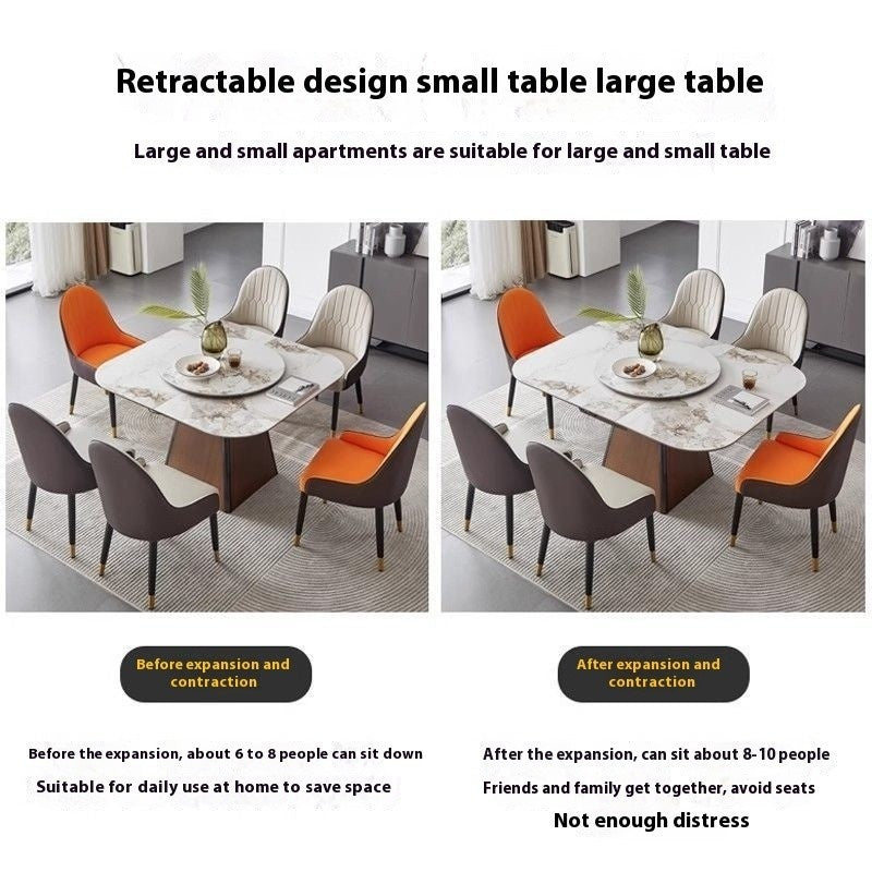 Premium Luxury Expandable Rectangular Marble Dining Table for Home Use