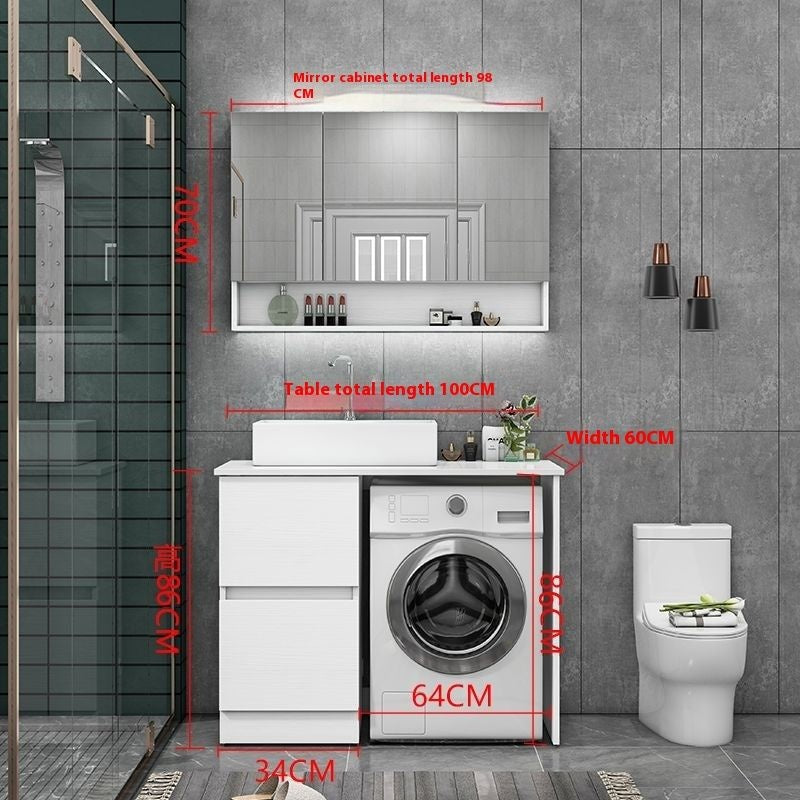 QW- Real Wood Storage Cabinet Bathroom Sink Set Washing Machine Table