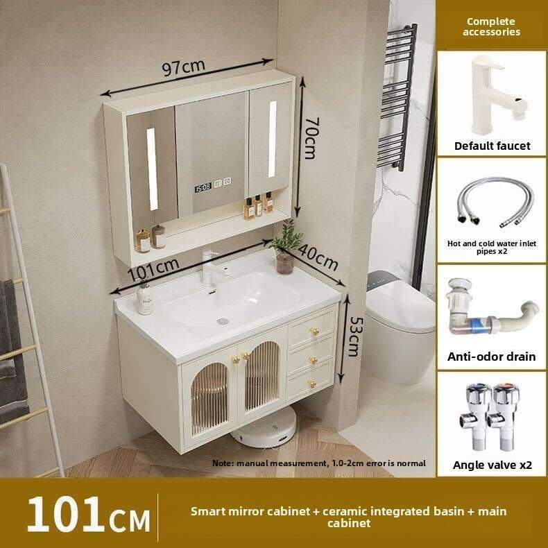 QW- Smart glass cabinet for bathroom storage, width 40 cm.
