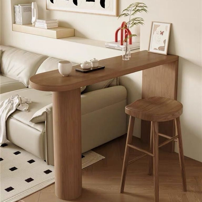 Solid wood home against the wall high long bar coffee simple living room balcony partition check cabinet table