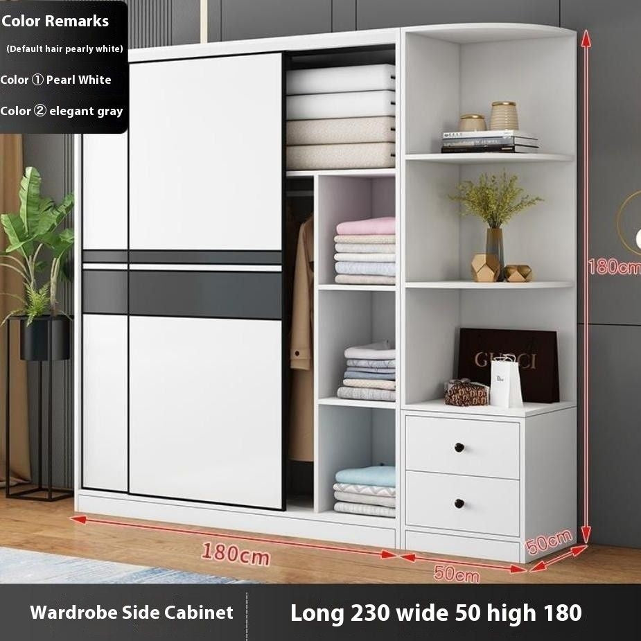 Solid wood home bedroom sliding door large wardrobe simple modern cabinet