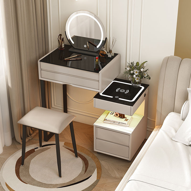 สมาร์ทเพิ่มเติมโต๊ะเครื่องแป้งไร้สายชาร์จห้องนอนแต่งหน้าตู้เพียงหนึ่งเดียวที่เรียบง่าย
