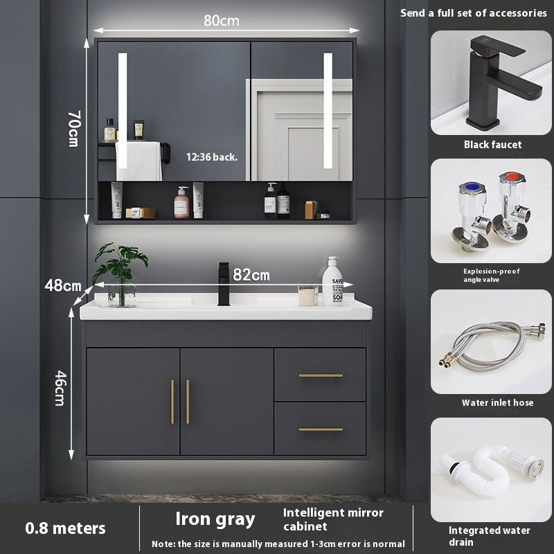 QW- Bathroom Smart Cabinet Modern Simple Ceramic Integrated Basin Washbasin Washstand Set