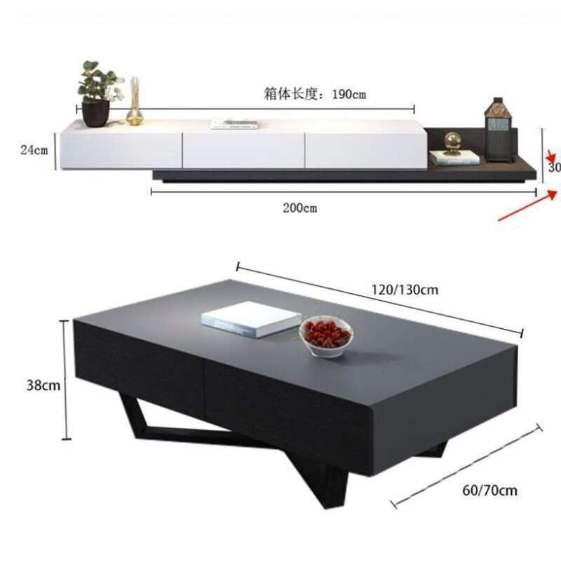 and Coffee Table Set, Expandable TV Stand, Modern Minimalist Floor Cabinet