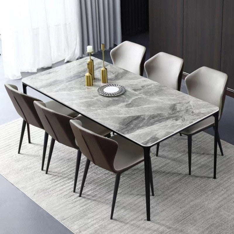 Modern marble dining table, square shape, elegant tone, small size for Italian style living room.