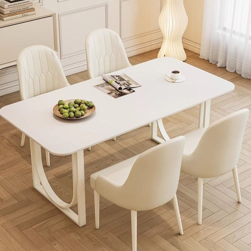 ส่วนฝรั่งเศสครีมรูปโดยรวมโต๊ะอาหารเก้าอี้รวมบ้านขนาดเล็กร้านอาหารโต๊ะสีขาว 