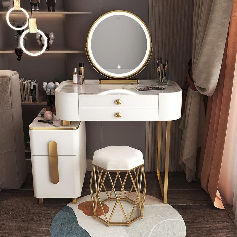 Modern Simple Dressing Table Bedside Storage Cabinet Bedroom Makeup Multifunctional Mirror Chair