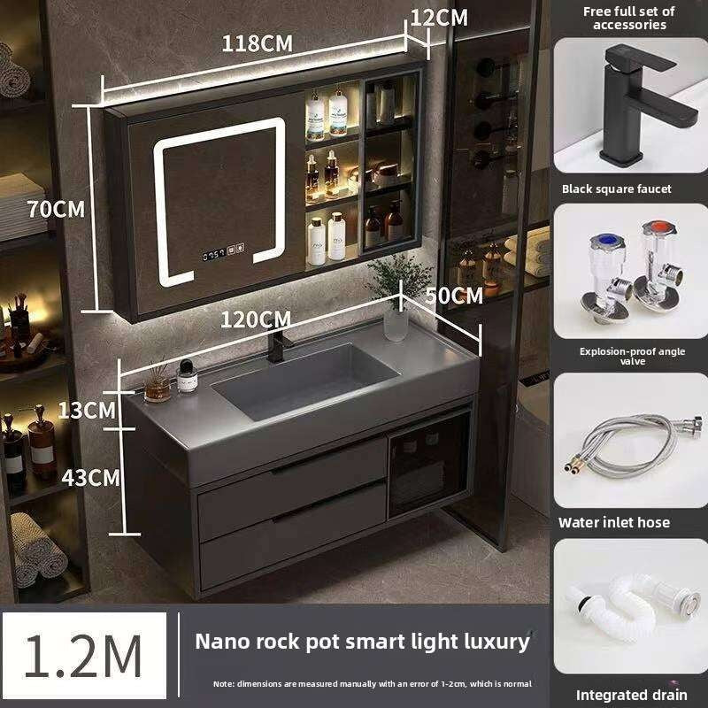 QW- Real Wood Storage Cabinet Smart Mirror in the Bathroom Sink Set