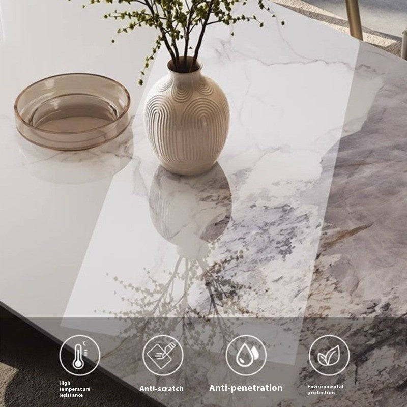 BKK Ready Stock Premium Italian Style Dining Table Square shape Elegant style stainless steel marble