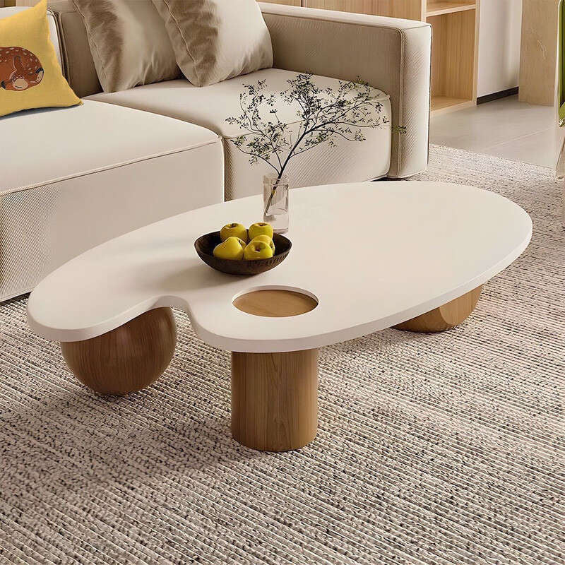 โต๊ะกาแฟ Nordic Modern Clouds Tea Table โต๊ะชาครีมสำหรับห้องนั่งเล่นที่บ้านเรียบง่ายบันทึกรูปร่างพิเศษ