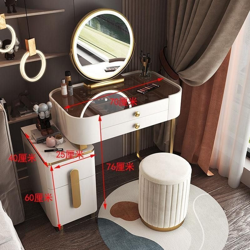 Modern Simple Dressing Table Bedside Storage Cabinet Bedroom Makeup Multifunctional Mirror Chair