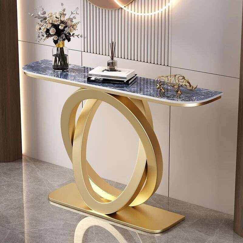 Light luxury tea Italian style room divider semi-circular modern, minimalist, wall-mounted, stone console table, end table