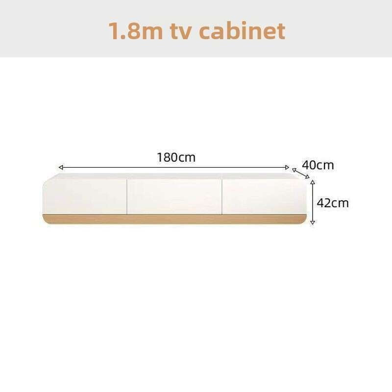 Set and coffee table made of solid wood, modern cream style, floor-standing TV cabinet