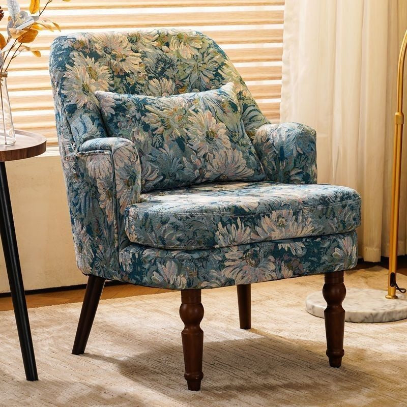 Single Nordic Living Room Balcony Bedroom Lazy Leisure Corduroy Chair Small Sofa with Footrest