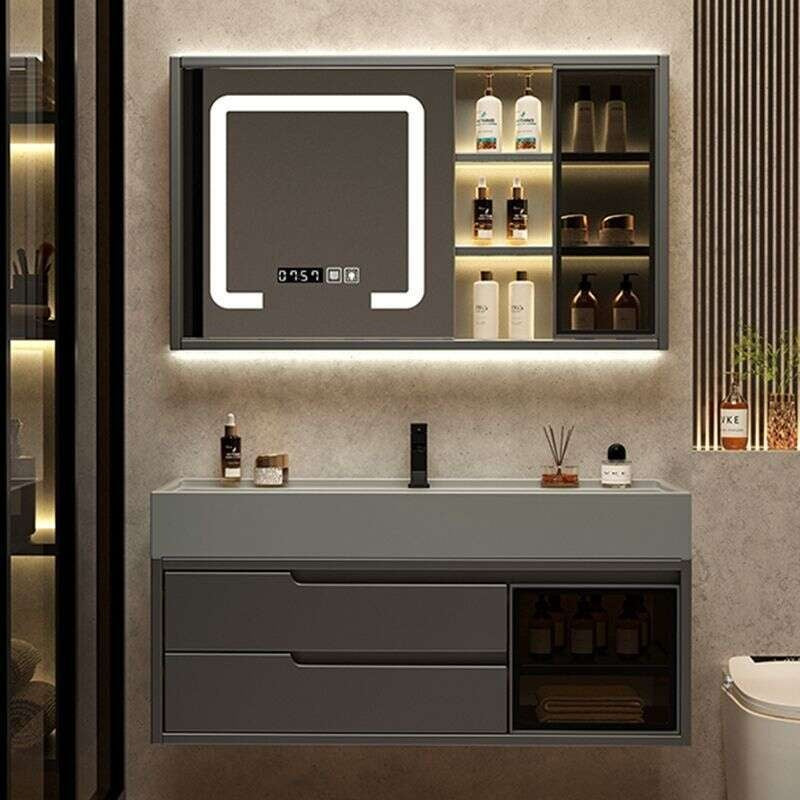 QW- Real Wood Storage Cabinet Smart Mirror in the Bathroom Sink Set