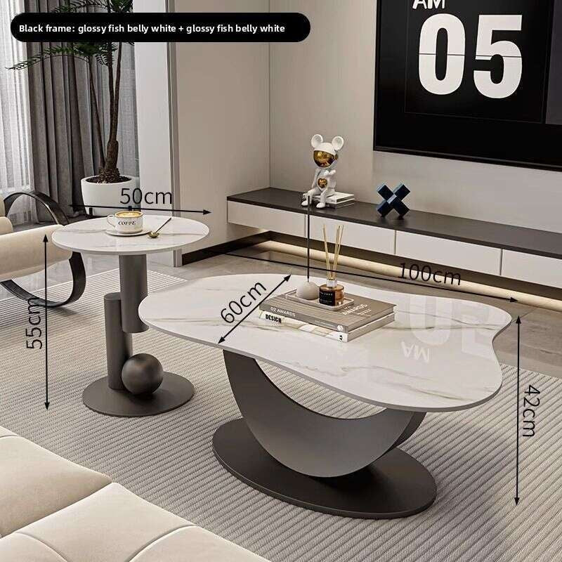 Slate coffee table, modern, simple, living room, home, irregular shape. New style tea table
