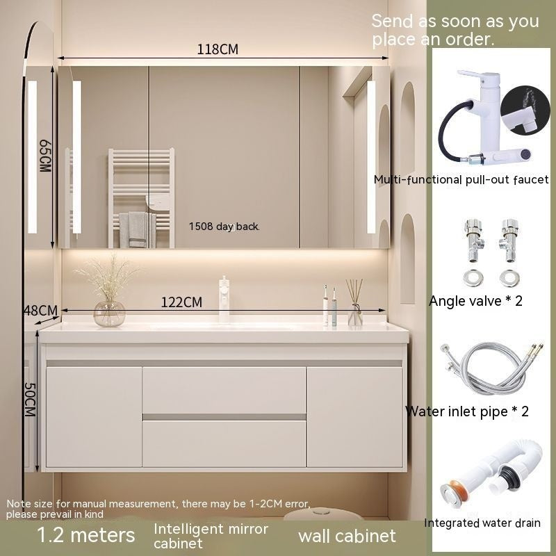 ห้องน้ำสไตล์ครีมห้องน้ำตู้กระจกสมาร์ทชุดห้องน้ำห้องน้ำ 
