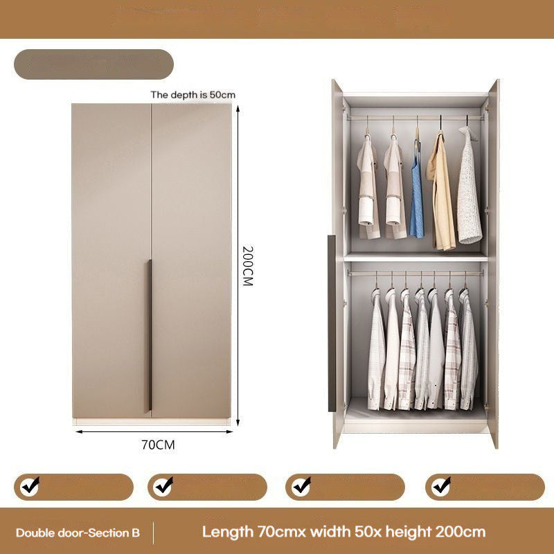 Solid Wood Home Bedroom Easy Assembly Two Door Storage Cabinet Small Wardrobe