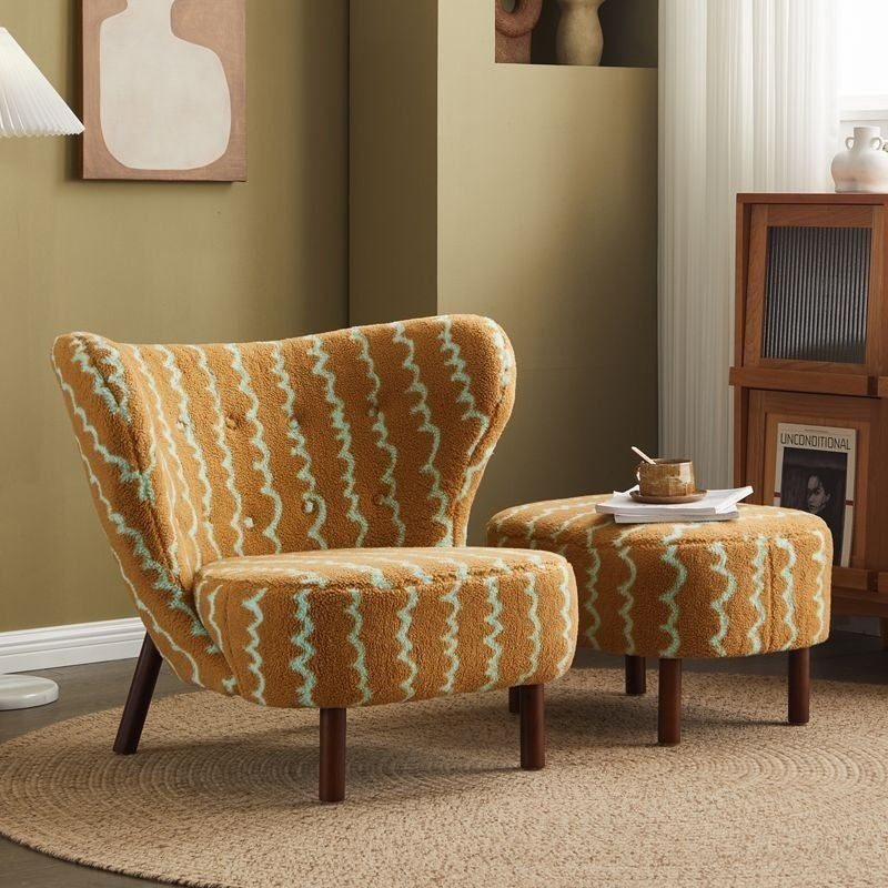 Single sofa, fleece leisure chair with footrest, simple living room balcony lazy sofa