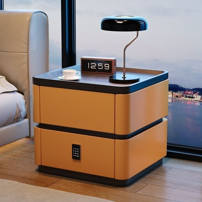 Elegant Decorative Table with Lock Modern Home Bedroom Italian Style Simple Storage Bedside Cabinet High-end Feeling