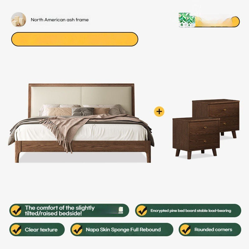 ห้องนอนสีขาว 1.5 เมตรโมเดิร์นที่เรียบง่ายและทันสมัยเตียงบ้านนอร์ดิก 1.8 เมตรห้องนอนใหญ่การ์...