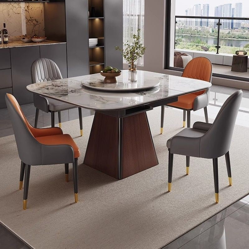Premium Luxury Expandable Rectangular Marble Dining Table for Home Use